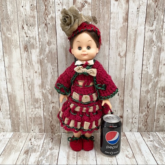 Vintage 16” Rubber Doll with Crochet Clothes - Picture 3 of 13